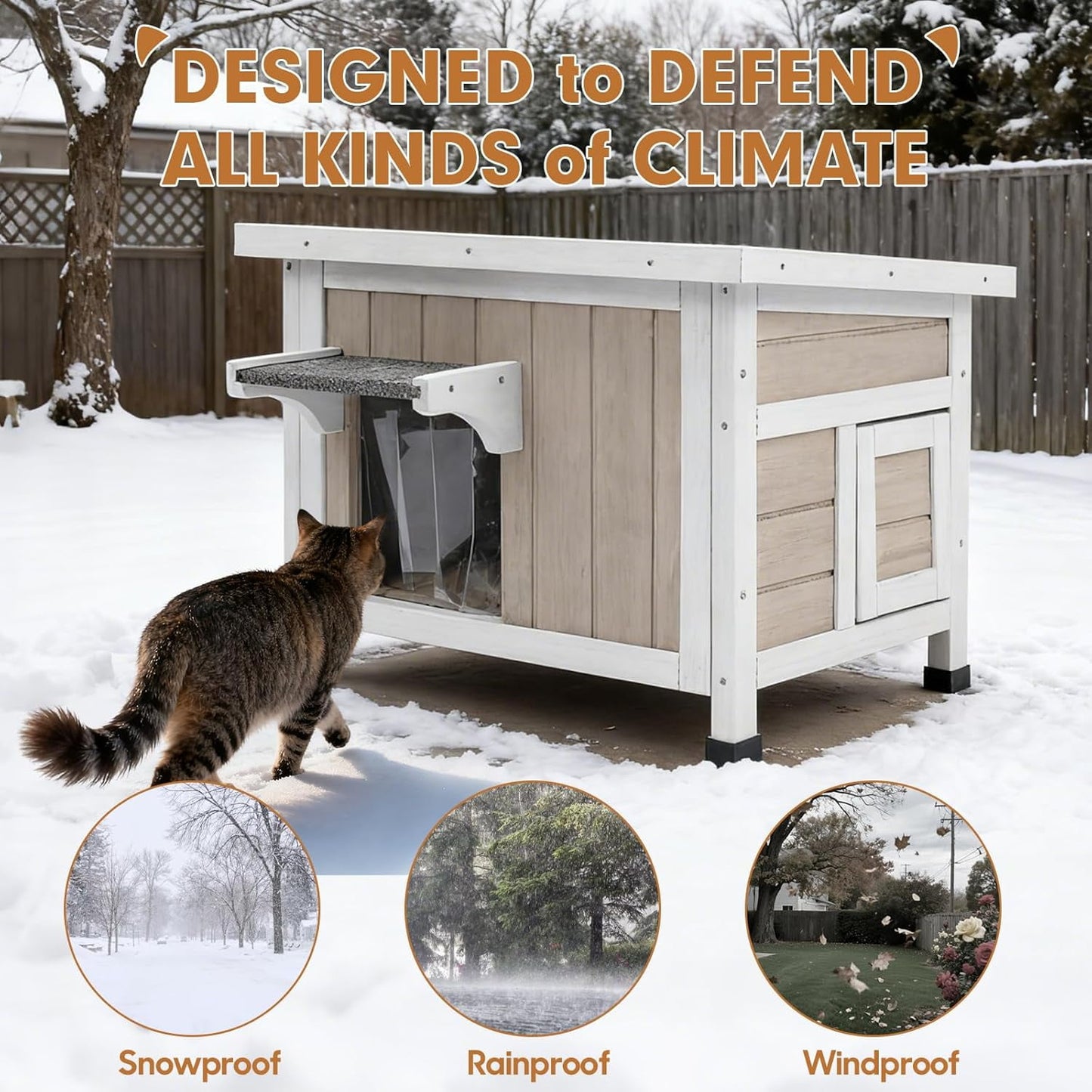 Petsblublu Outdoor Cat House with Insulated All-Round Foam Weatherproof Elevated Shelter