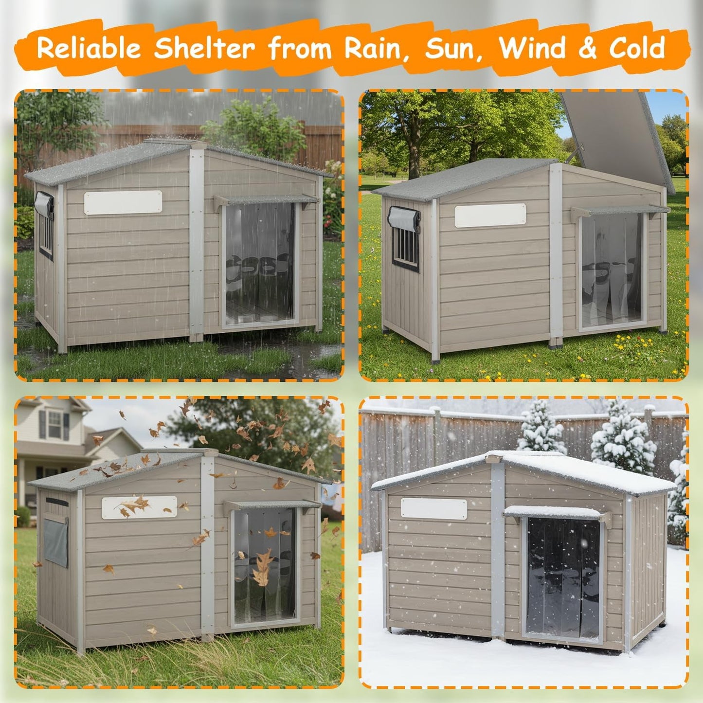 Petsblublu 55 L Extra Large Dog House Outdoor with Window for Medium to Large Breeds