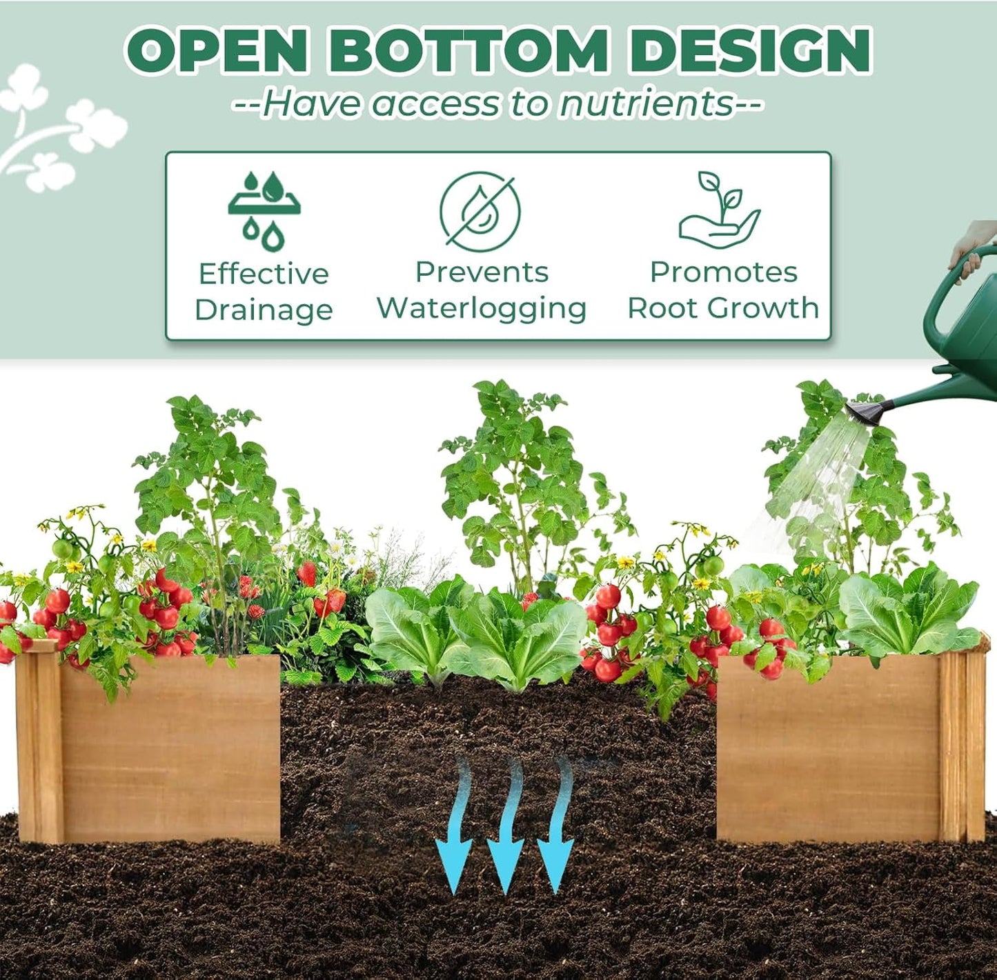 Petsblublu Wooden Raised Garden Bed 8x2ft Outdoor Planter Box for Gardening, Brown