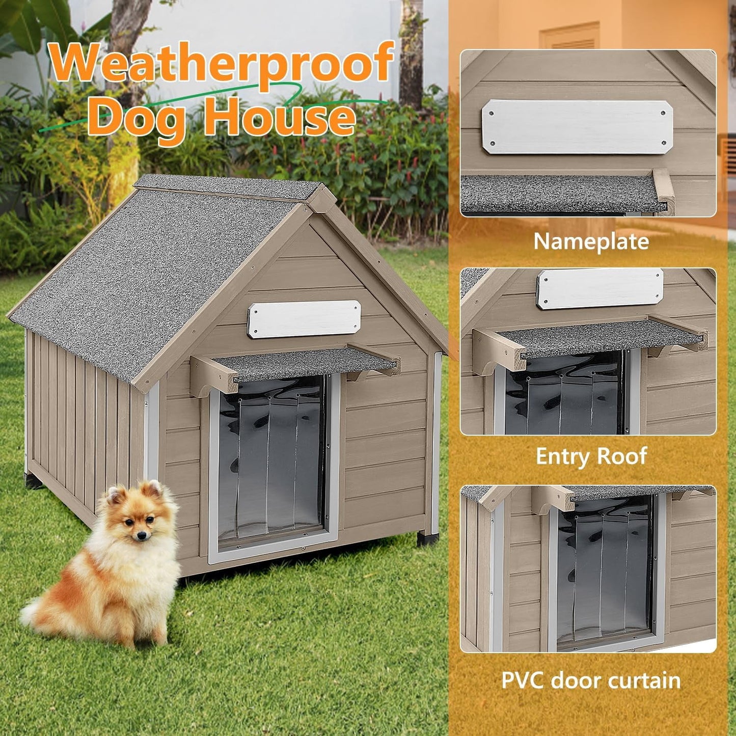Petsblublu Dog House Outdoor Indoor for Small to Medium Dogs with Window, 26 D*32 W*32 H
