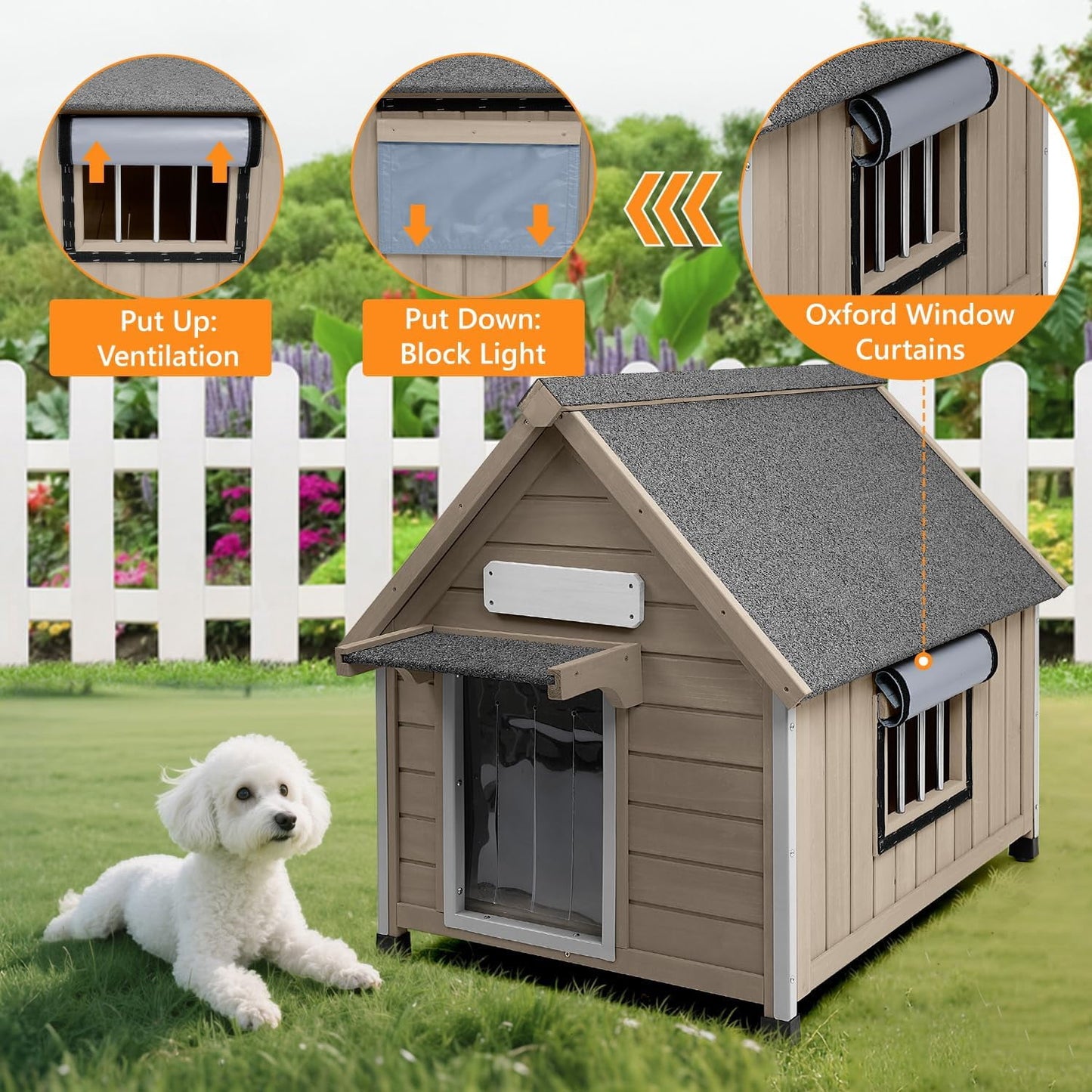 Petsblublu Dog House Outdoor Indoor for Small to Medium Dogs with Window, 26 D*32 W*32 H