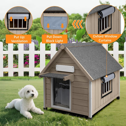 Petsblublu Dog House Outdoor Indoor for Small to Medium Dogs with Window, 26 D*32 W*32 H