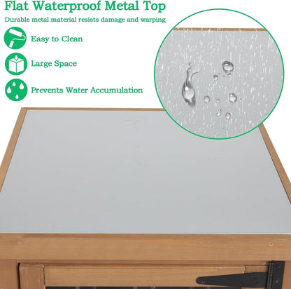 Petsblublu Storage Cabinet Small Outdoor Garden Potting Bench Table with Removable Shelves, 17.9"L x 17.9"W x 33.5"H