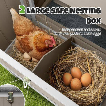 Petsblublu 79 L Chicken Coop and Run, 2 Story Backyard Hen House with Nesting Box