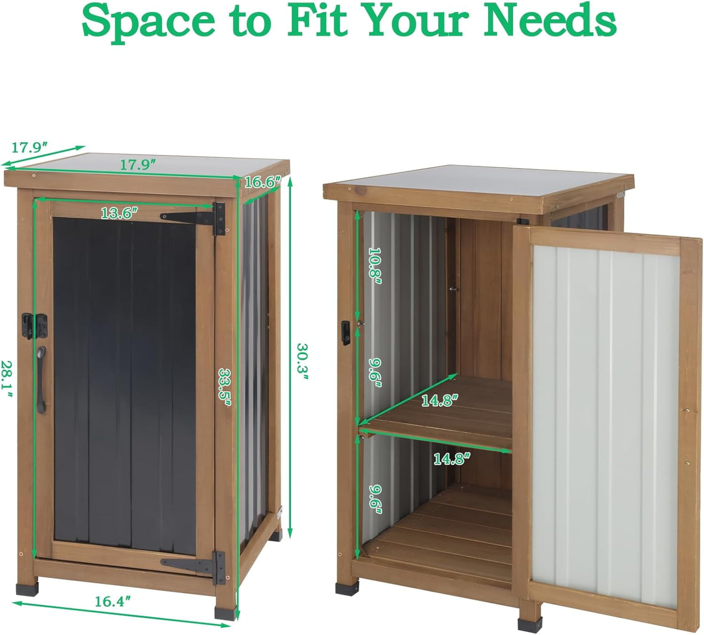 Petsblublu Storage Cabinet Small Outdoor Garden Potting Bench Table with Removable Shelves, 17.9"L x 17.9"W x 33.5"H