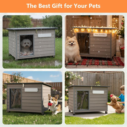 Petsblublu Outdoor Dog House Indoor Anti-Chewing Iron Frame Dog Kennel，34 D X 22 W X 25 H