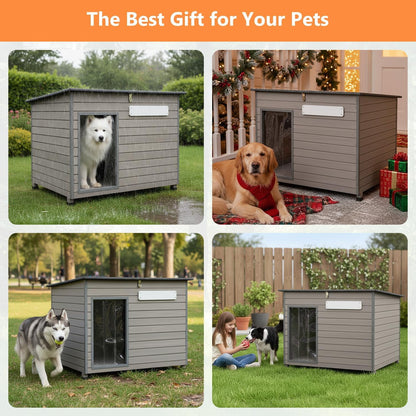 Petsblublu Outdoor Dog House Indoor Anti-Chewing Iron Frame Dog Kennel，43.3 D X 26.4 W X 33.5 H