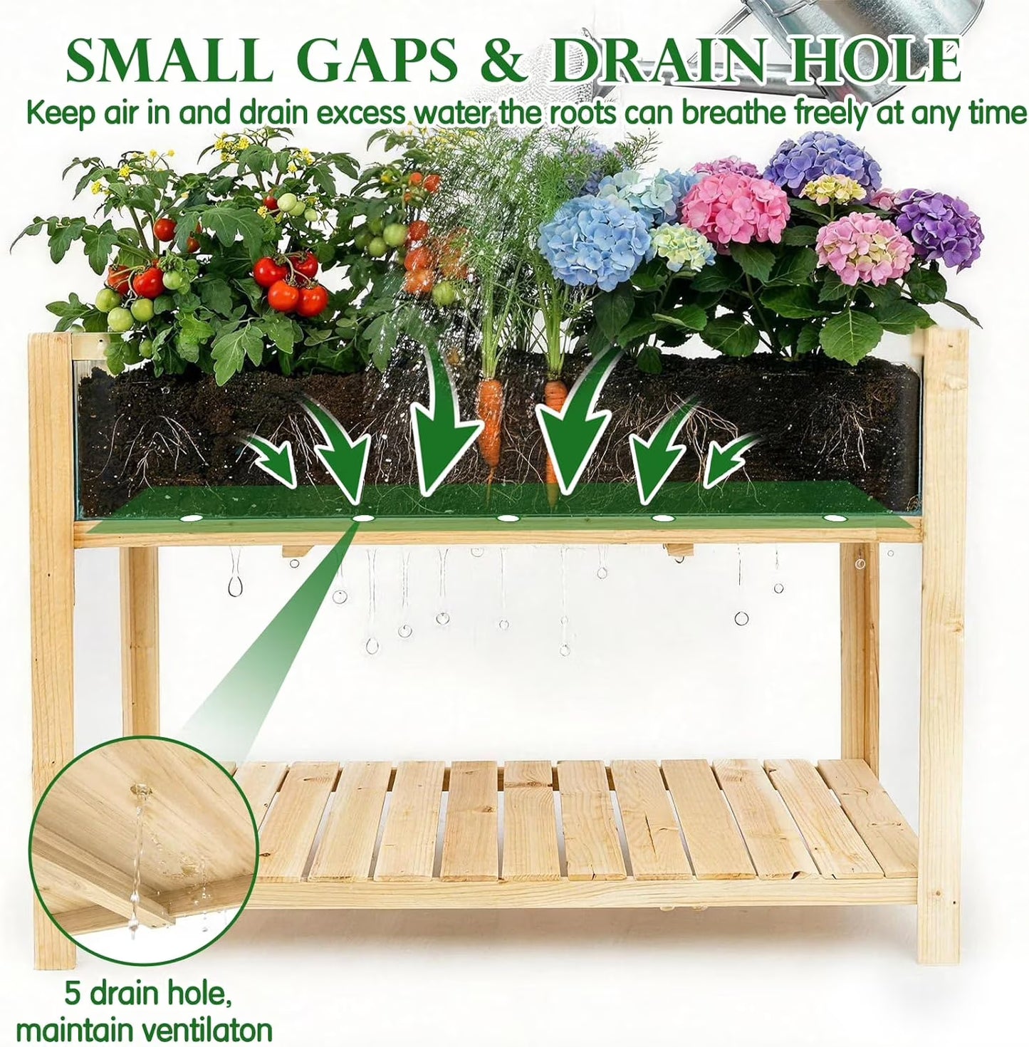 Petsblublu Raised Garden Bed with Legs, Outdoor Elevated Reinforced Planter,43.7"L x 23.2"W x 30.7"H