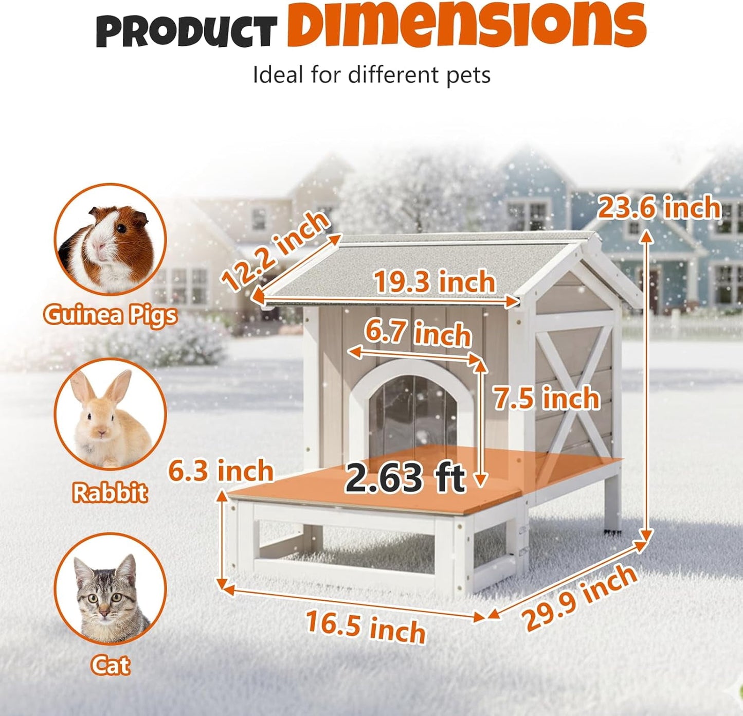 Petsblublu Small Insulated Outdoor Cat House with Openable Roof Indoor Pet Feral Cats Shelter for Winter, Gray