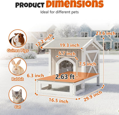 Petsblublu Small Insulated Outdoor Cat House with Openable Roof Indoor Pet Feral Cats Shelter for Winter, Gray