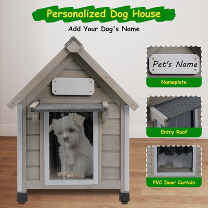 Petsblublu Dog House Outdoor Indoor Waterproof for Small Dog with Raised Feet, 18 D*28.5 W*24 H