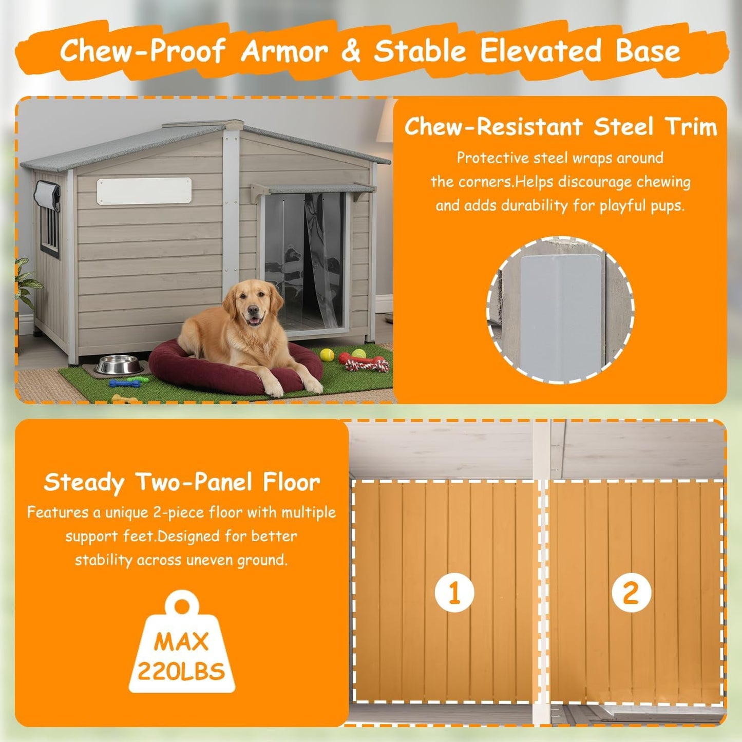 Petsblublu 55 L Extra Large Dog House Outdoor with Window for Medium to Large Breeds