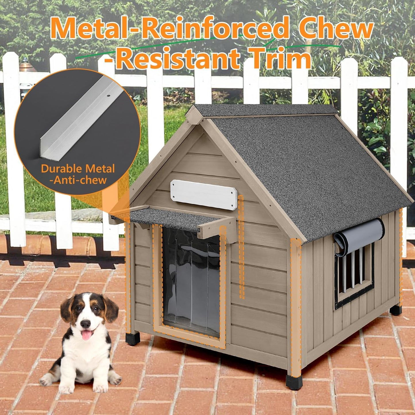 Petsblublu Dog House Outdoor Indoor for Small to Medium Dogs with Window, 26 D*32 W*32 H