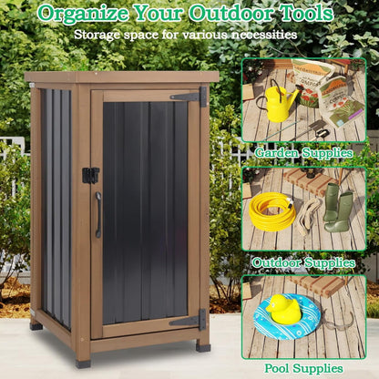 Petsblublu Storage Cabinet Small Outdoor Garden Potting Bench Table with Removable Shelves, 17.9"L x 17.9"W x 33.5"H