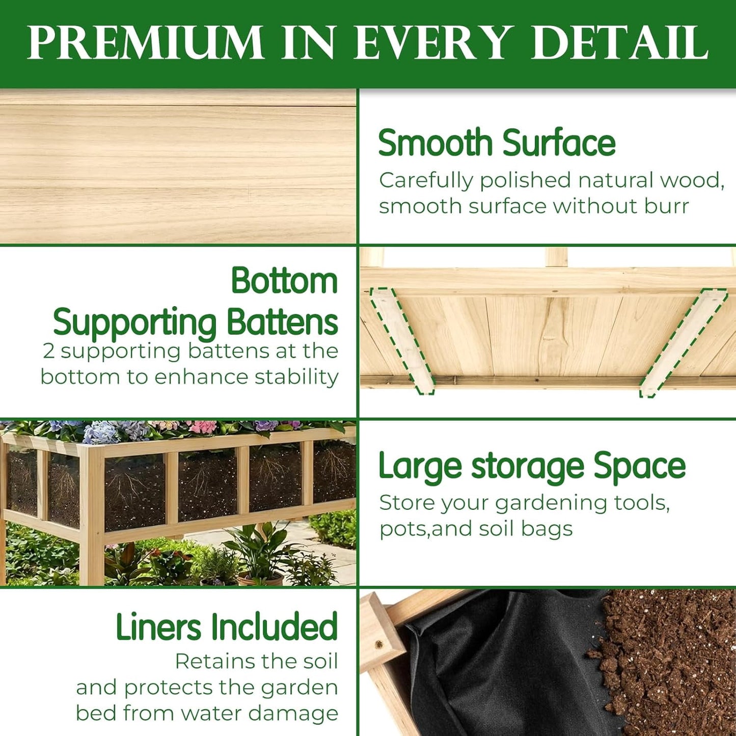 Petsblublu Raised Garden Bed with Legs, Outdoor Elevated Reinforced Planter,43.7"L x 23.2"W x 30.7"H