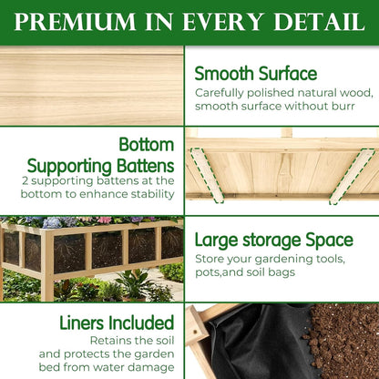 Petsblublu Raised Garden Bed with Legs, Outdoor Elevated Reinforced Planter,43.7"L x 23.2"W x 30.7"H
