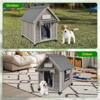 Petsblublu Dog House Outdoor Indoor Waterproof for Small Dog with Raised Feet, 18 D*28.5 W*24 H