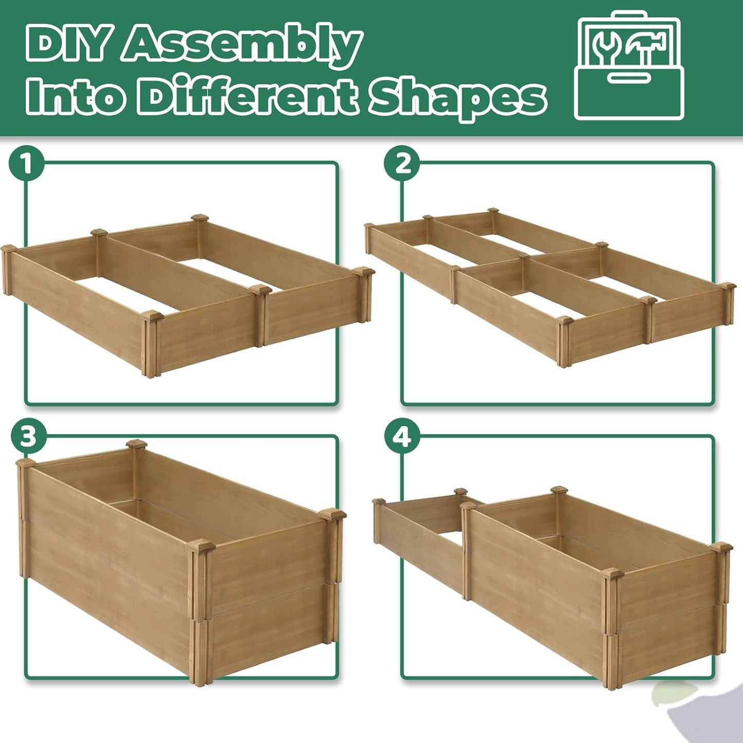 Petsblublu Wooden Raised Garden Bed 8x2ft Outdoor Planter Box for Gardening, Brown