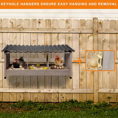Petsblublu Wooden Chicken Coop Nesting Boxes for Chickens with PVC Roof