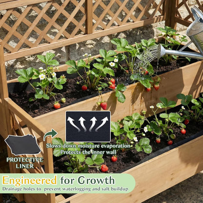Petsblublu Raised Garden Bed with Trellis, Elevated Flower Plant Stand for Gardening