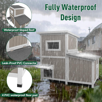 Petsblublu 2-Story Large Cat House Outdoor Feral Cat Shelter with 3 Escape Doors