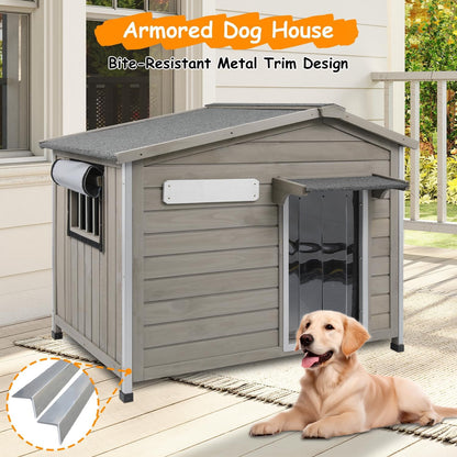 Petsblublu Dog House Indoor Outdoor with Chew-Proof Frame, Weatherproof Dog Kennel for Medium to Large Dogs