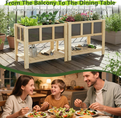 Petsblublu Raised Garden Bed with Legs, Outdoor Elevated Reinforced Planter, 28.3"L x 16.3"W x 23.6"H