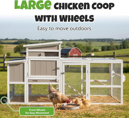 Petsblublu 79 L Chicken Coop and Run, 2 Story Backyard Hen House with Nesting Box