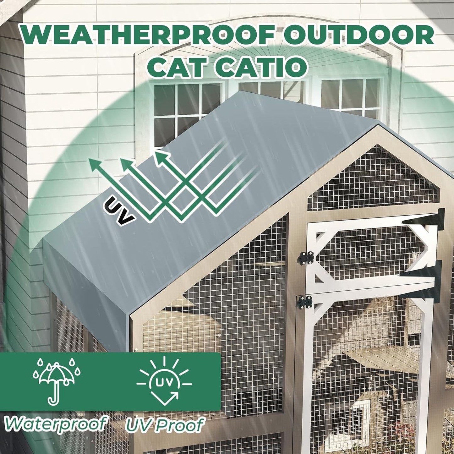 Petsblublu 71 H Cat Catio Outdoor Cat Enclosure Large Cat House with 2 Condos, 6 Platforms