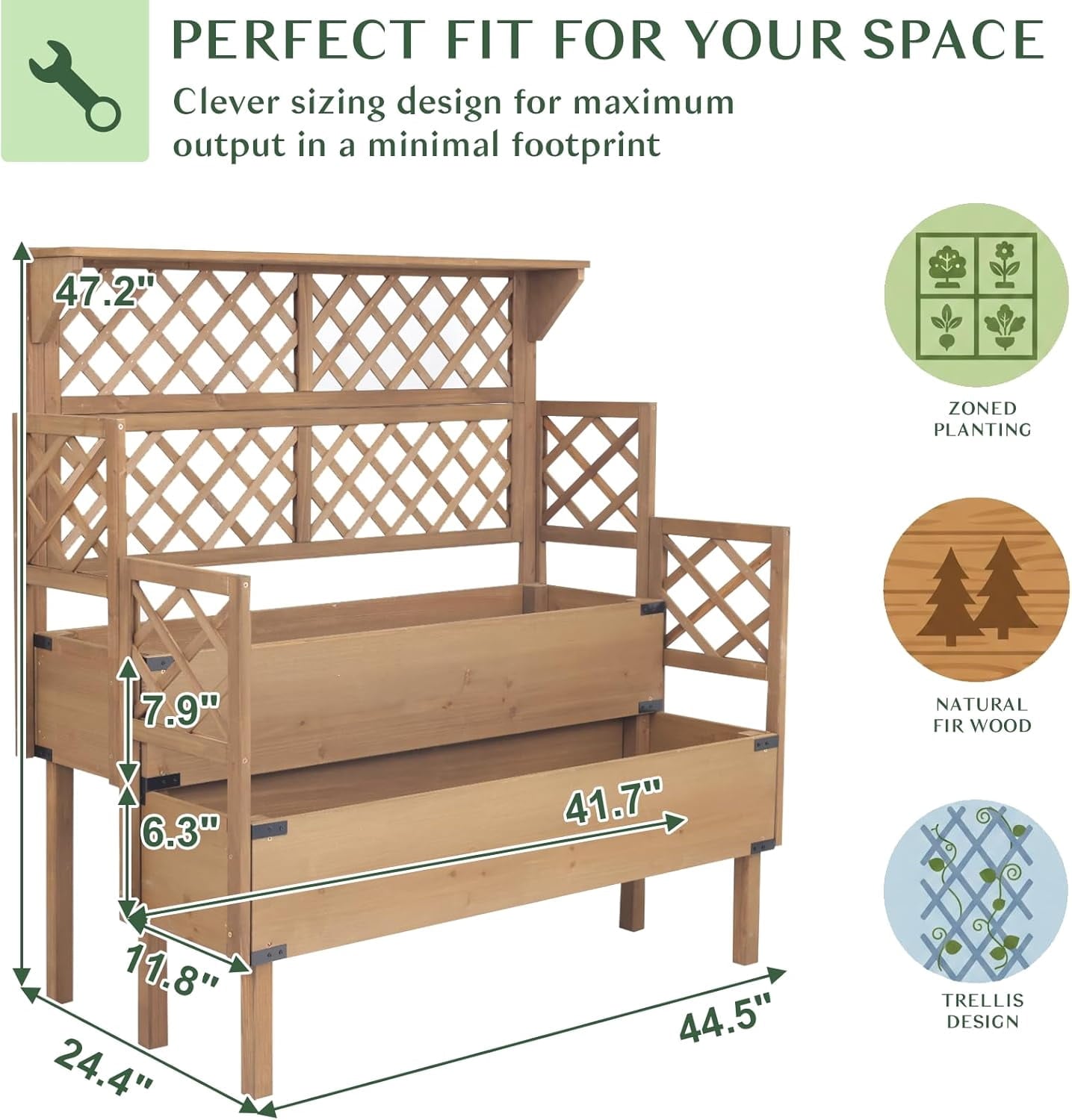 Petsblublu Raised Garden Bed with Trellis, Elevated Flower Plant Stand for Gardening