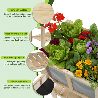 Petsblublu Raised Garden Bed with Legs, Outdoor Elevated Reinforced Planter, 28.3"L x 16.3"W x 23.6"H