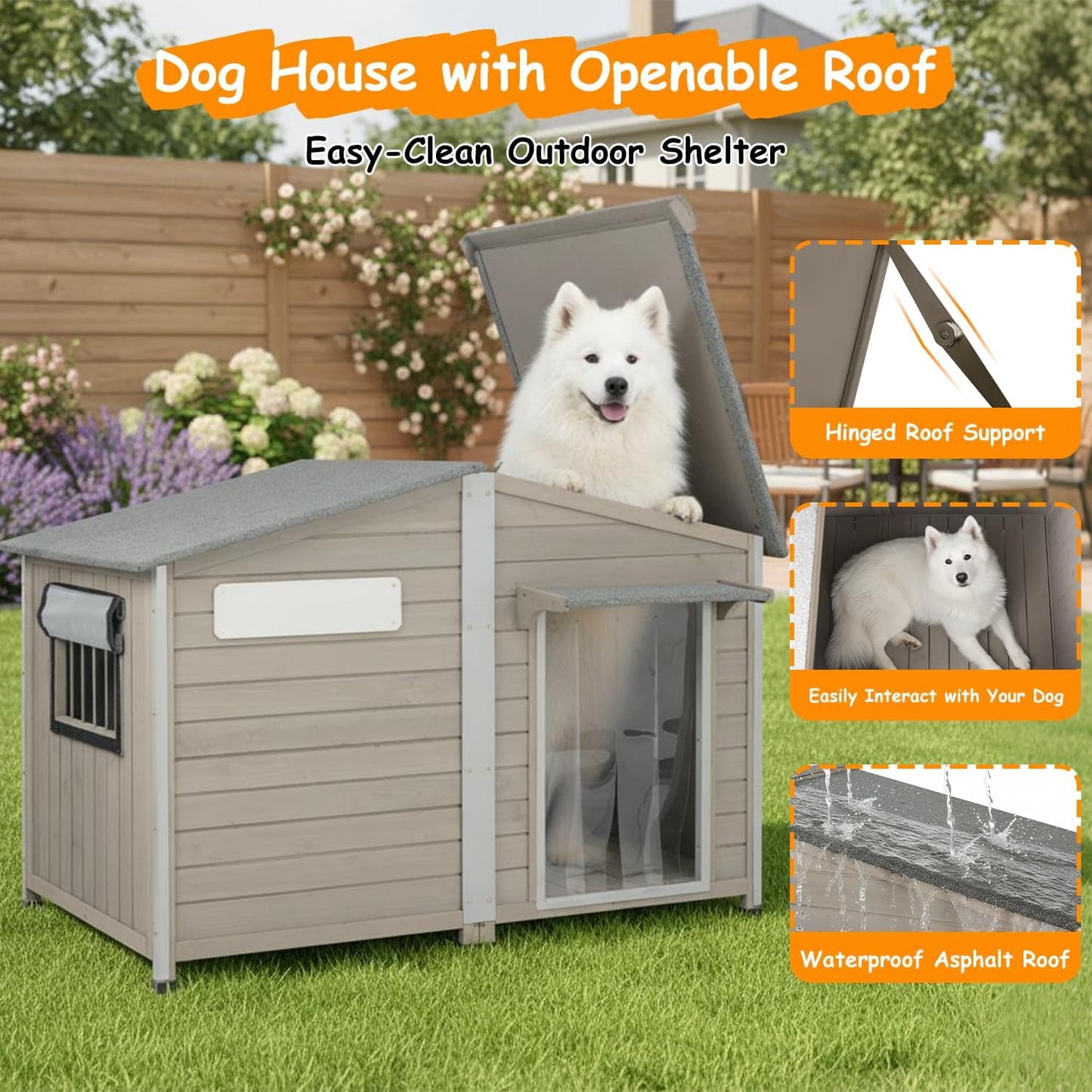Petsblublu 55 L Extra Large Dog House Outdoor with Window for Medium to Large Breeds