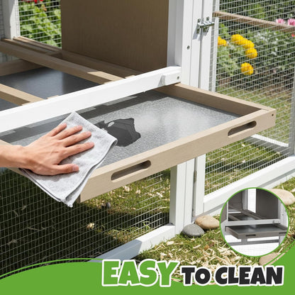 Petsblublu 79 L Chicken Coop and Run, 2 Story Backyard Hen House with Nesting Box