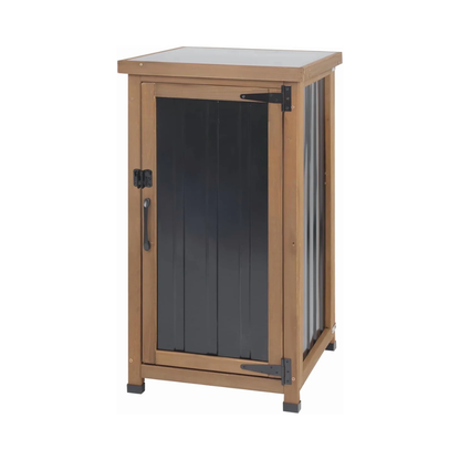 Petsblublu Small Outdoor Storage Cabinet Weatherproof, Wood Garden Potting Bench Table with Removable Shelves,17.9''x17.9''x33.5''