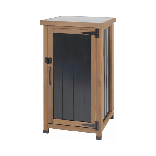 Petsblublu Small Outdoor Storage Cabinet Weatherproof, Wood Garden Potting Bench Table with Removable Shelves,17.9''x17.9''x33.5''