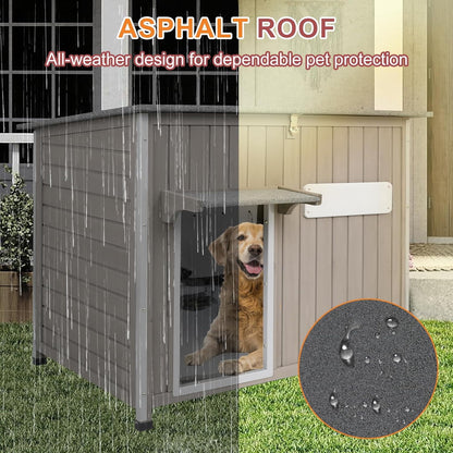 Petsblublu 40 L Weatherproof Outdoor Dog House Wooden Puppy Shelter with Elevated Floor