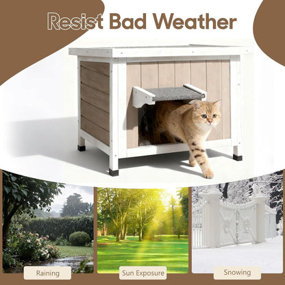 Petsblublu Outdoor Cat House Weatherproof Feral Cat Shelter for Multiple Cats with Escape Door