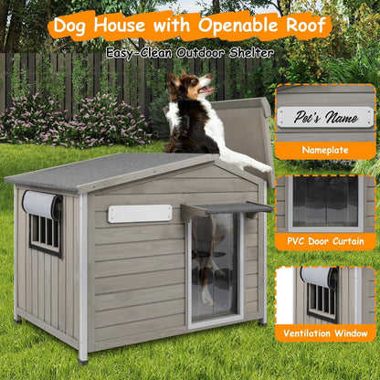 Petsblublu Dog House Indoor Outdoor with Chew-Proof Frame, Weatherproof Dog Kennel for Medium to Large Dogs