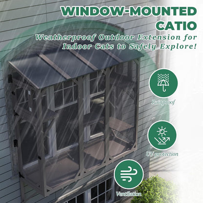 Petsblublu Large Catio Cat Window Box, Outdoor Cat House Enclosure with 4 Platforms