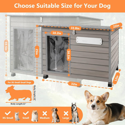 Petsblublu Outdoor Dog House Indoor Anti-Chewing Iron Frame Dog Kennel，34 D X 22 W X 25 H