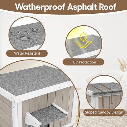 Petsblublu Outdoor Cat House Weatherproof Feral Cat Shelter for Multiple Cats with Escape Door