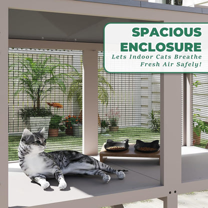 Petsblublu Expandable Catio Cat Window Box, Outdoor Cat House Hammock