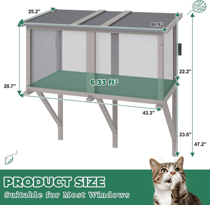 Petsblublu Expandable Catio Cat Window Box, Outdoor Cat House Hammock
