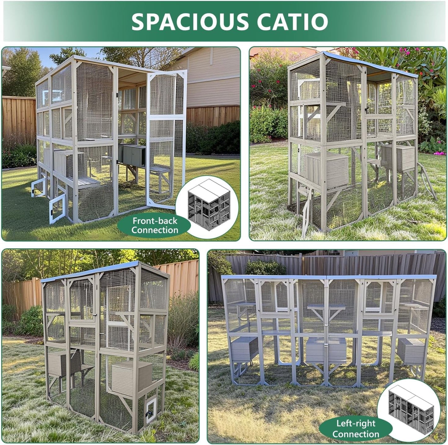 Petsblublu Large Outdoor Cat Catio Enclosures, Wooden Catio Window Cat Patio for Cats Feral with 5 Platforms
