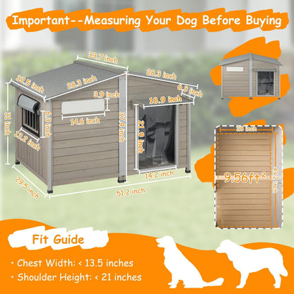 Petsblublu 55 L Extra Large Dog House Outdoor with Window for Medium to Large Breeds