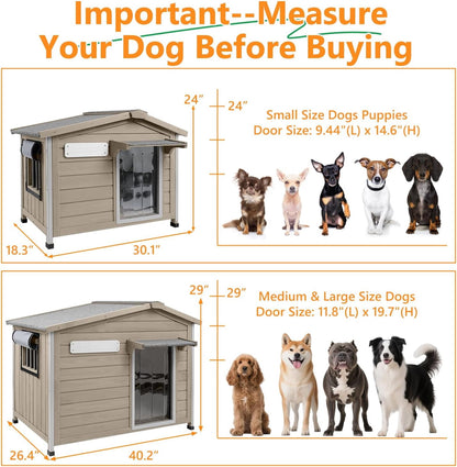 Petsblublu Dog House Indoor Outdoor with Chew-Proof Frame, Weatherproof Dog Kennel for Small to Medium Dogs