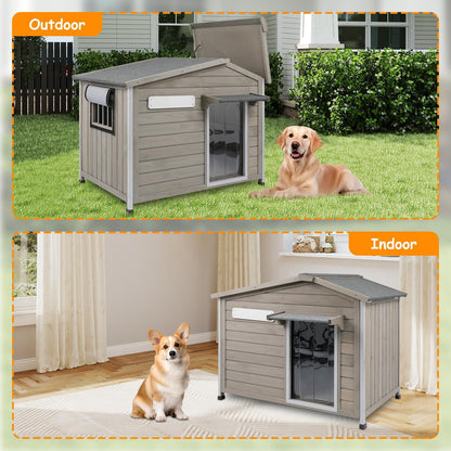 Petsblublu Dog House Indoor Outdoor with Chew-Proof Frame, Weatherproof Dog Kennel for Medium to Large Dogs