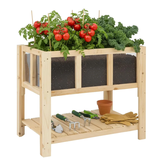 Petsblublu Raised Garden Bed with Legs, Outdoor Elevated Reinforced Planter, 28.3"L x 16.3"W x 23.6"H