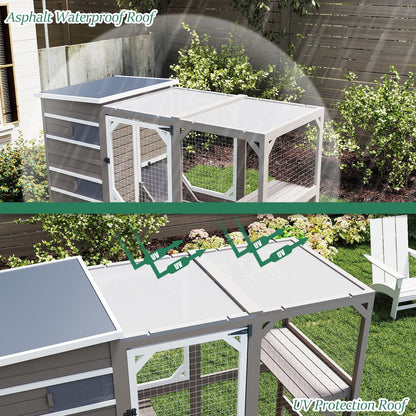 Petsblublu Large Catio Outdoor Cat Enclosure, Weatherproof Cat House with Asphalt and UV Protection Roof