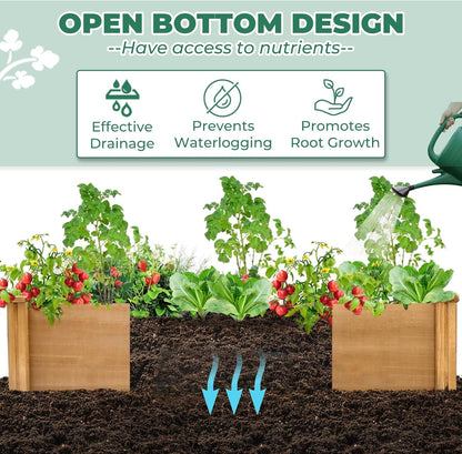 Petsblublu Wooden Raised Garden Bed 8x2ft Outdoor Planter Box for Gardening, Brown
